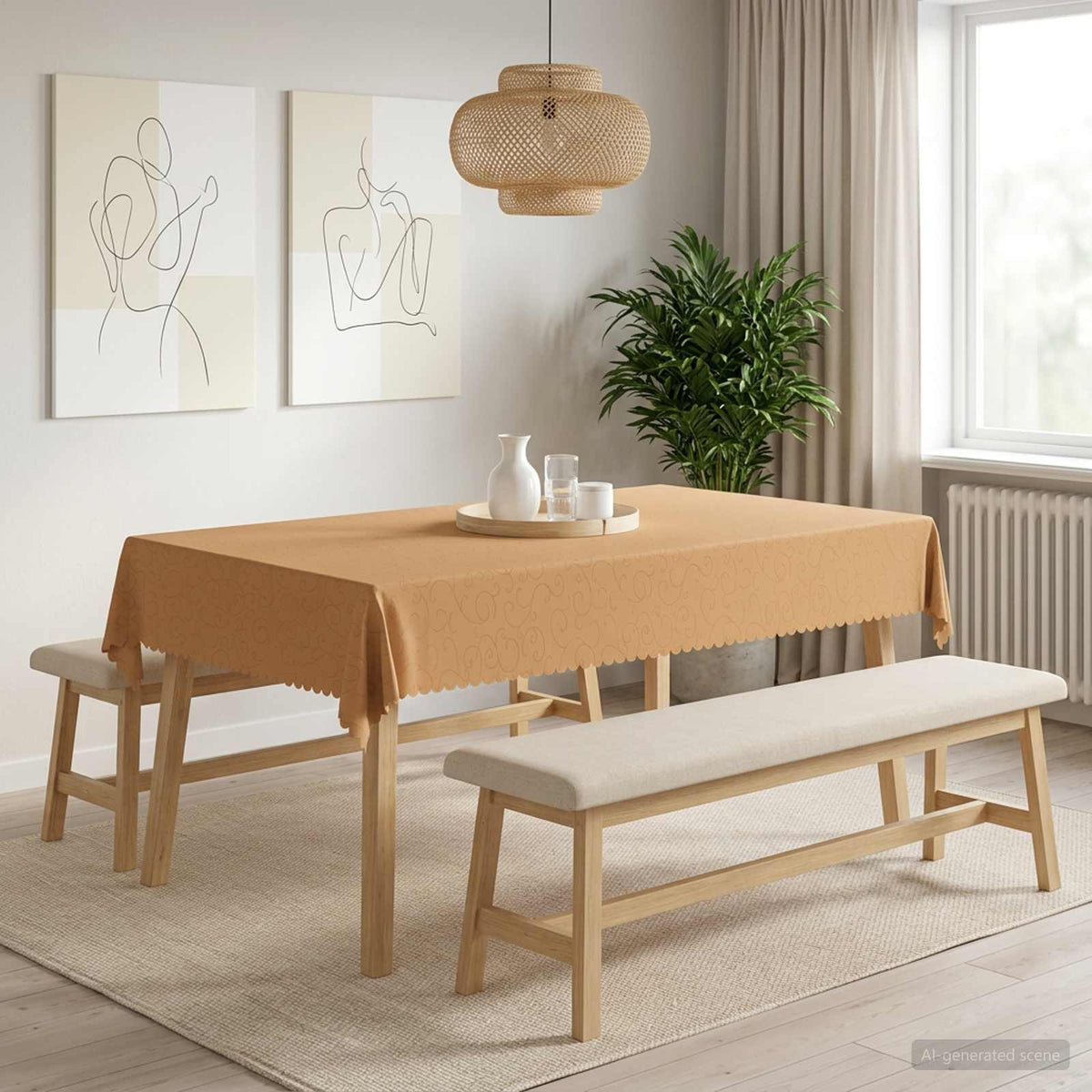 Bordklæde Rektangulær Beige 140 x 220 cm