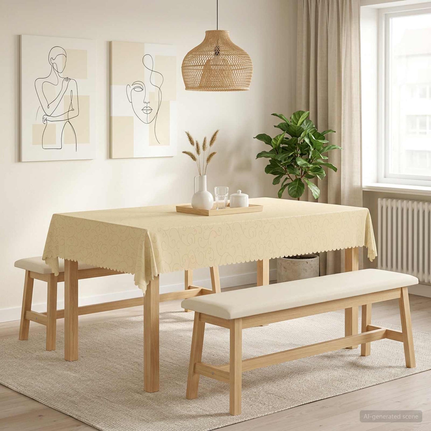 Bordklæde Rektangulær Cremehvid 110 x 160 cm