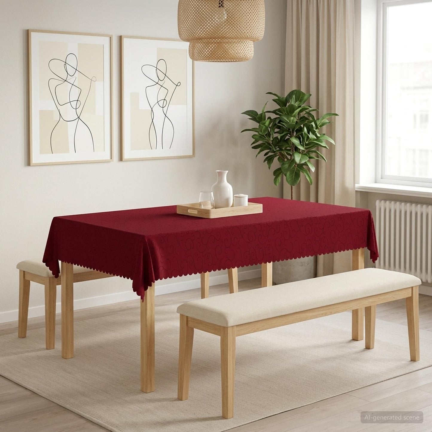 Bordklæde Rektangulær Vinrød 110 x 160 cm