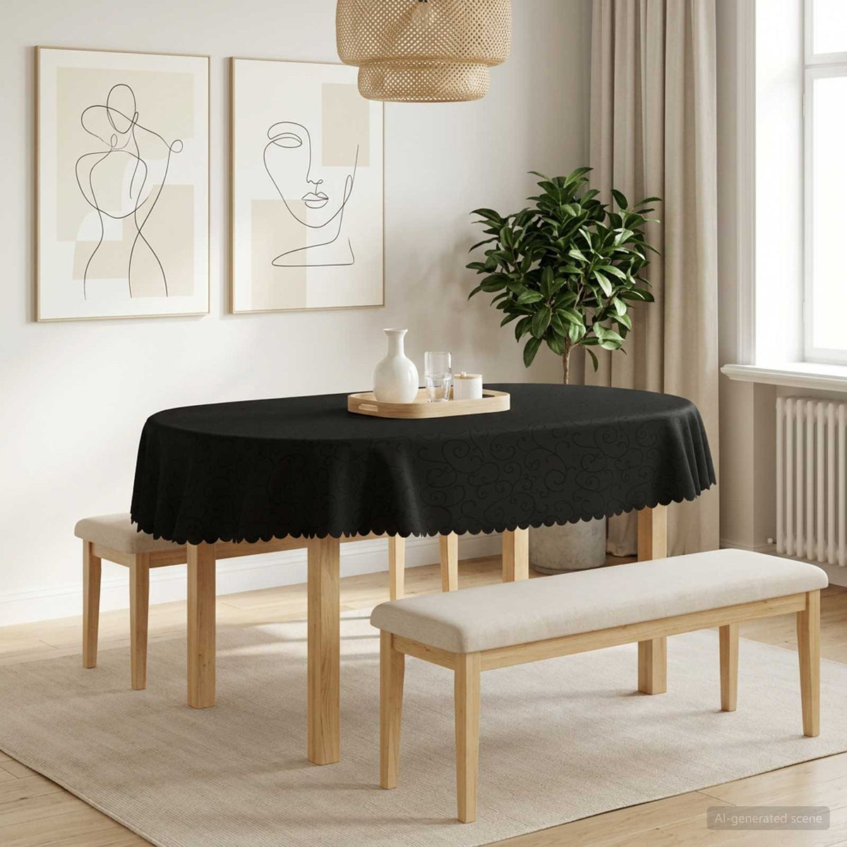 Bordklæde Oval Mørkegrå 160 x 220 cm