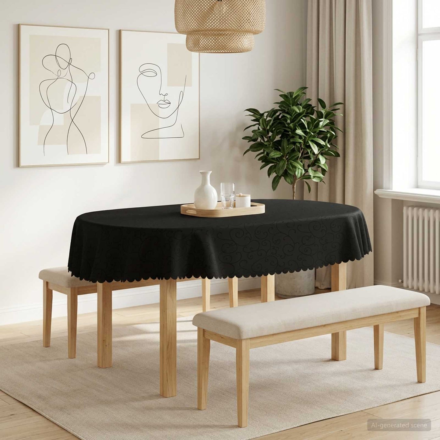 Bordklæde 5 stk. Oval Mørkegrå 130 x 180 cm