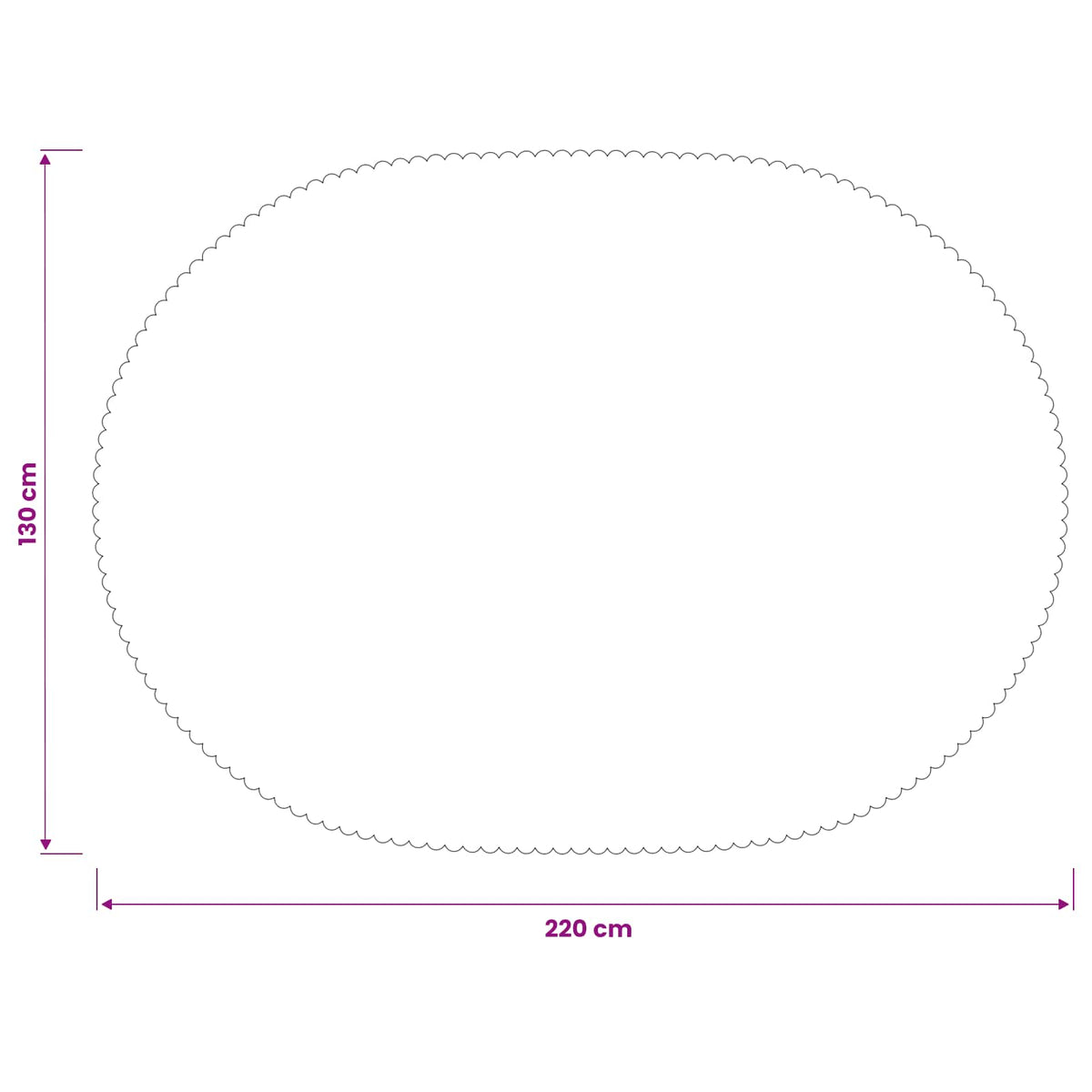 Bordklæde Oval Mørkegrå 130 x 220 cm