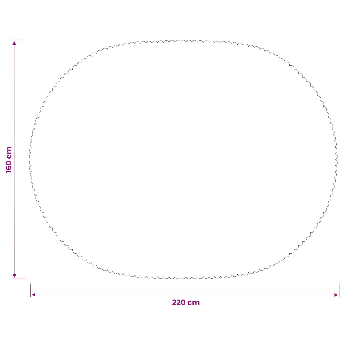 Bordklæde Oval Lysegrå 160 x 220 cm