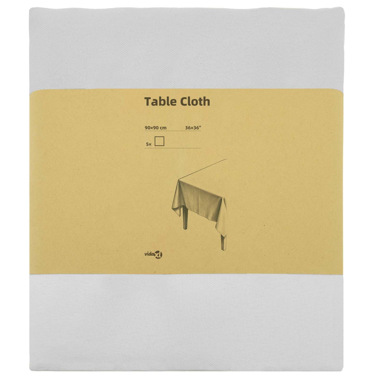 Bordklæde 5 stk. Firkantet Hvid 90 x 90 cm Polyester