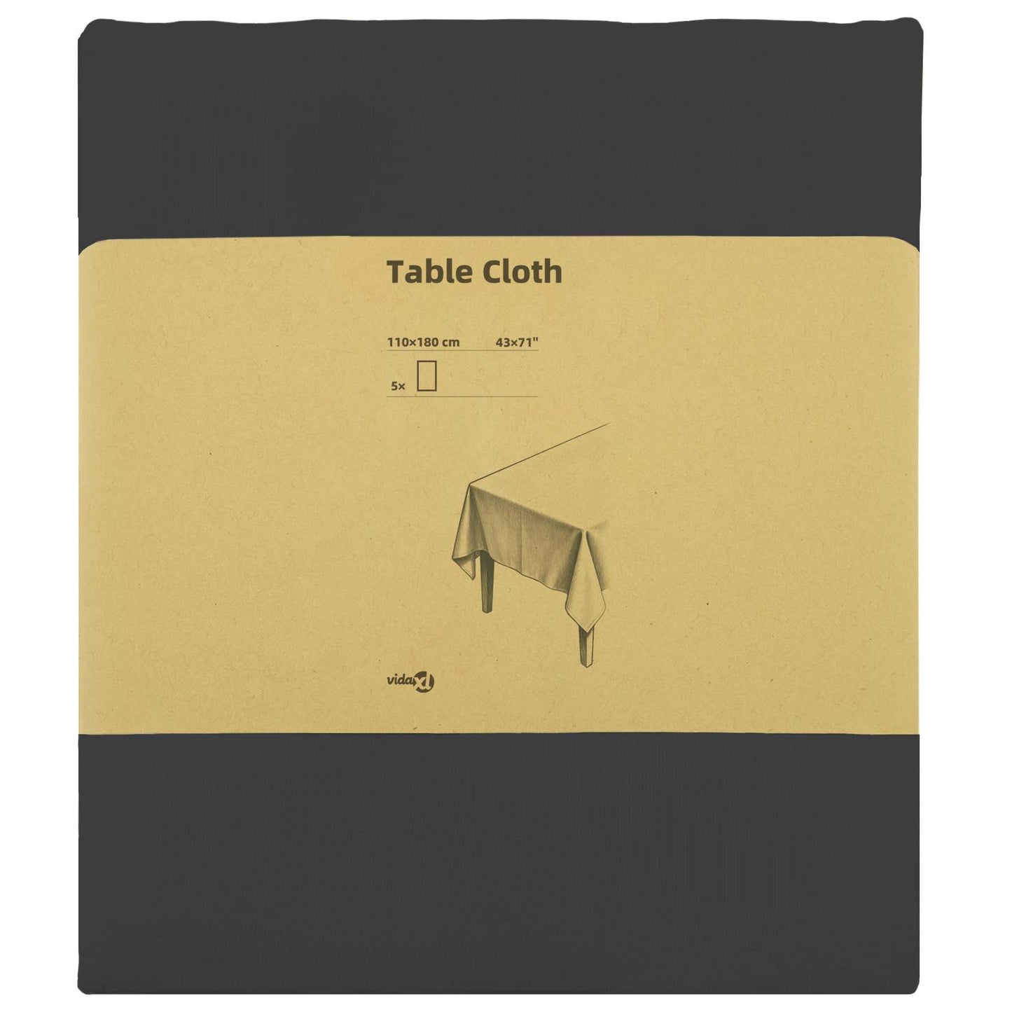 Bordklæde 5 stk. Rektangulær Mørkegrå 110 x 180 cm Polyester