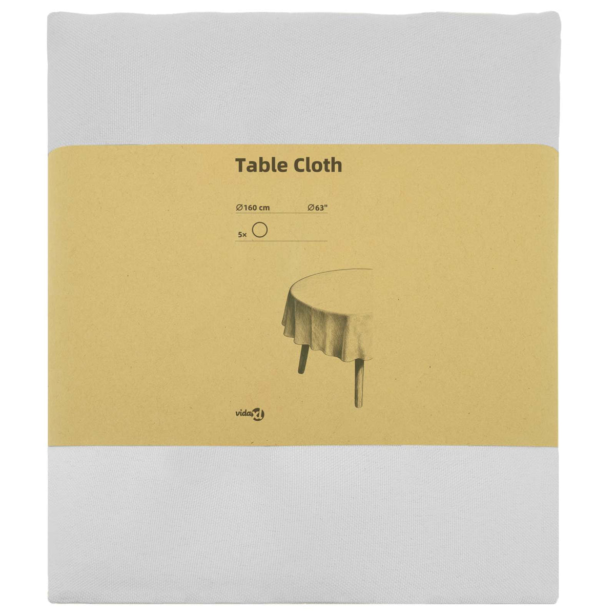 Bordklæde 5 stk. Rund Hvid Ø 160 cm Polyester