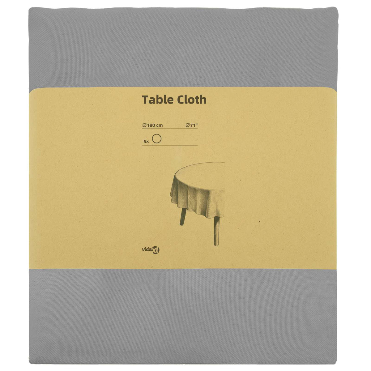 Bordklæde 5 stk. Rund Lysegrå Ø 180 cm Polyester