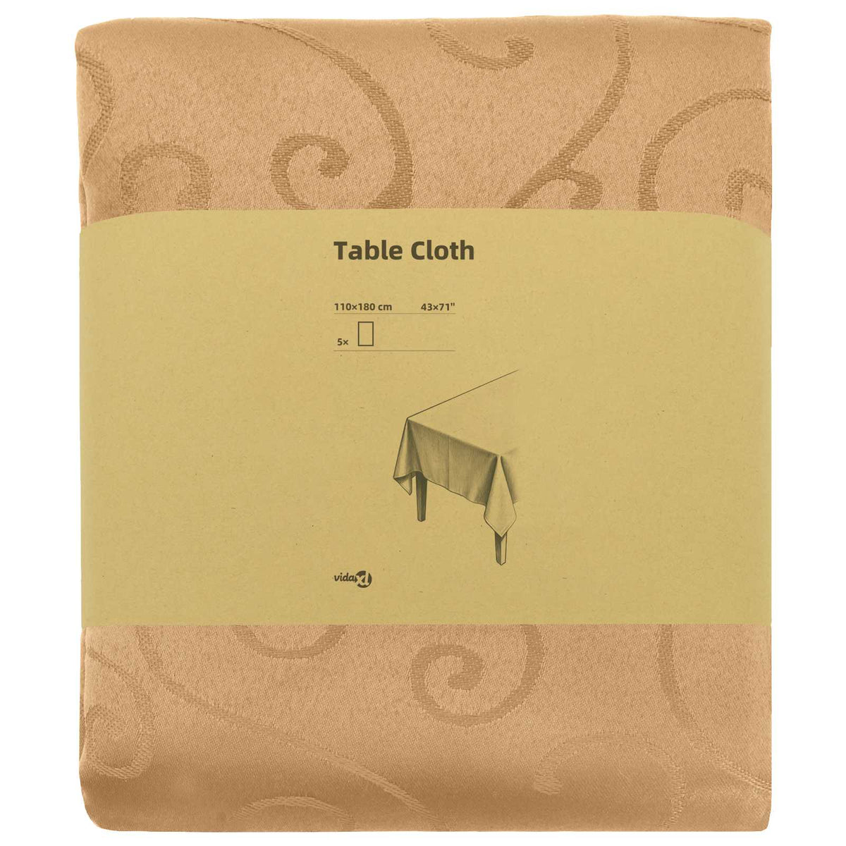Bordklæde 5 stk. Rektangulær Beige 110 x 180 cm