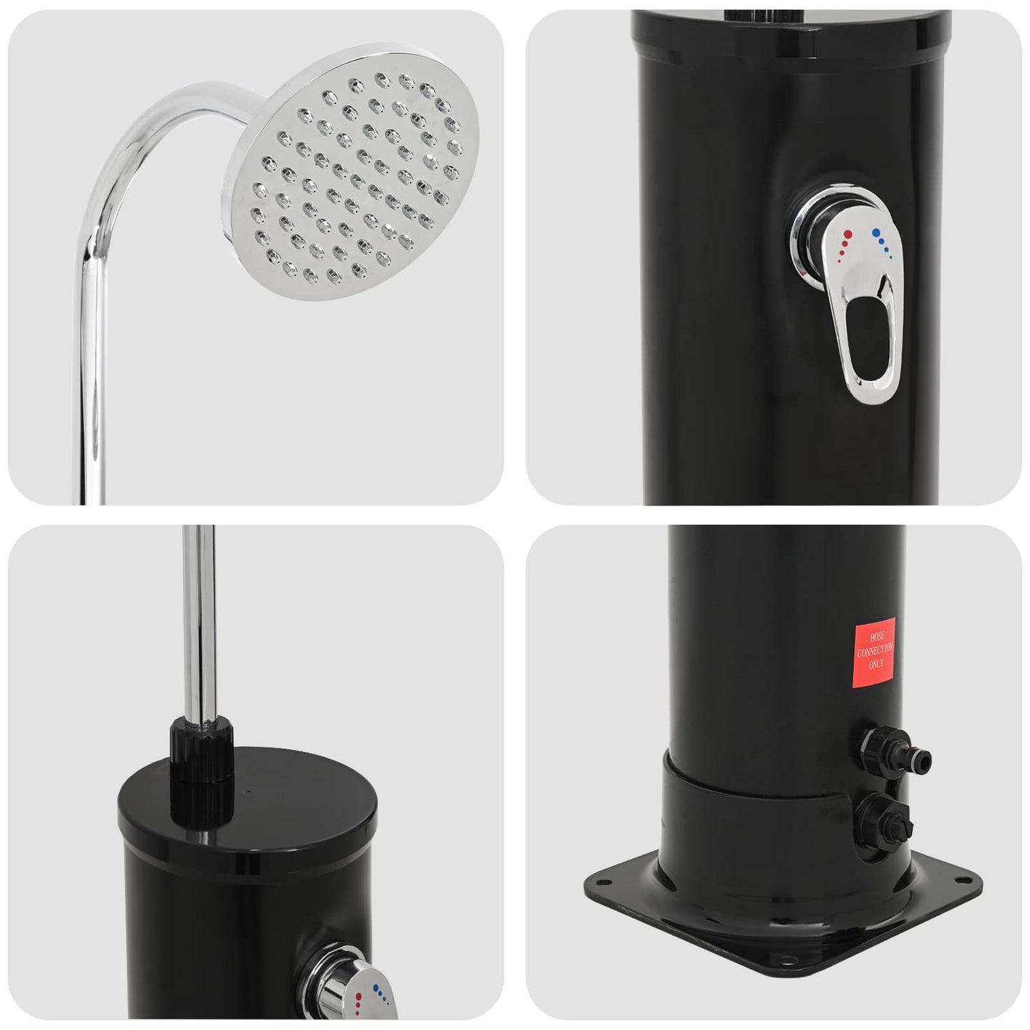 Solbruser med Brusehoved 20 l PVC, ABS, Zinklegering Sort 20 l