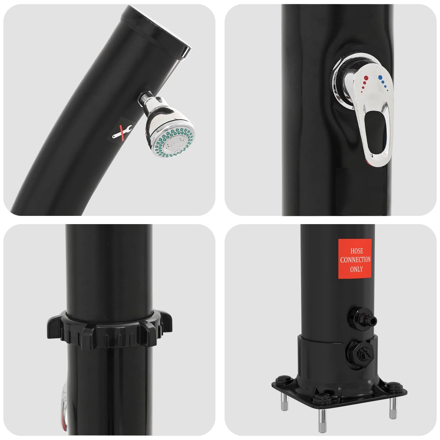 Solbruser med Brusehoved 20 l PVC, ABS, Zinklegering Sort 20 l