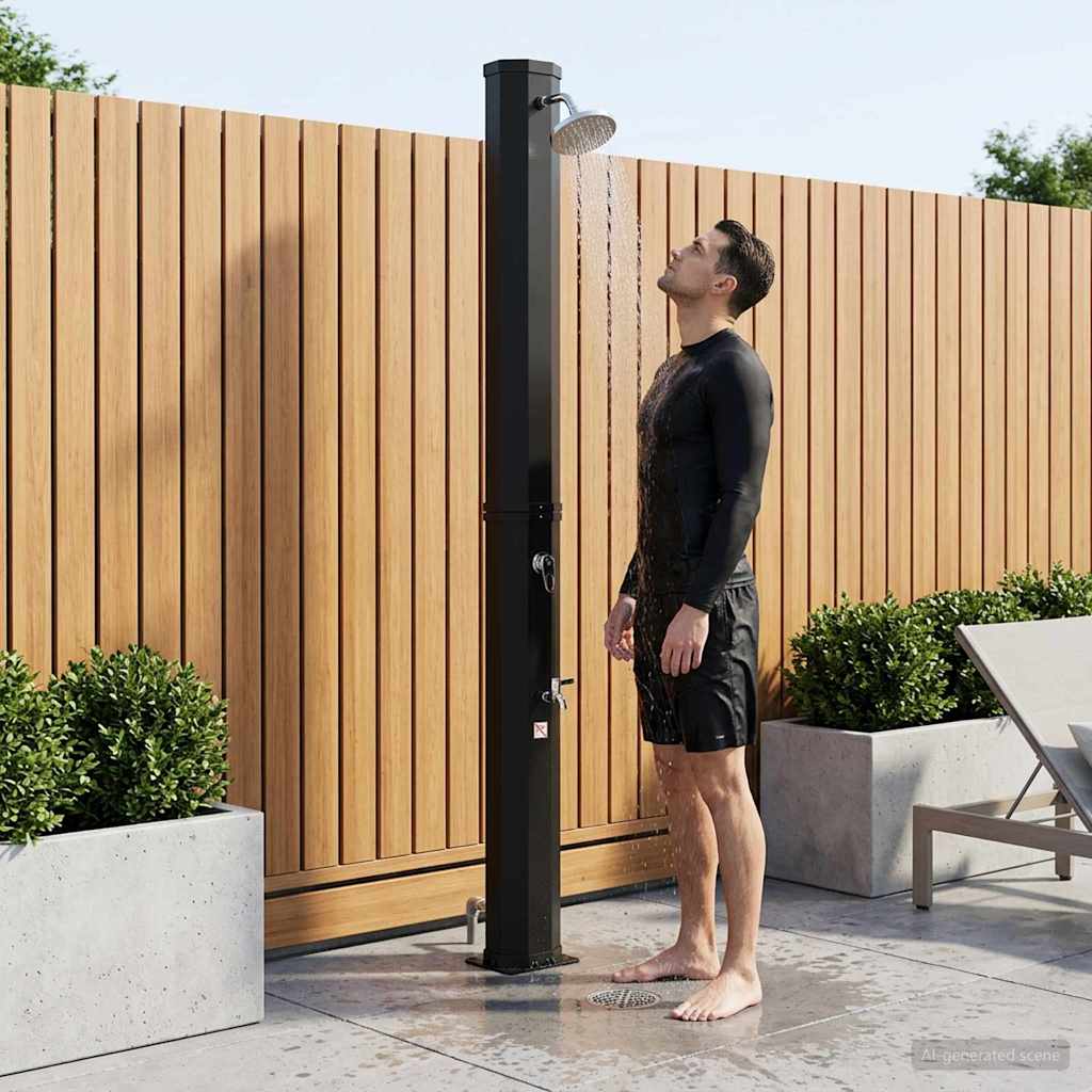 Solbruser med bruserhoved og vandhane 40 l Sort