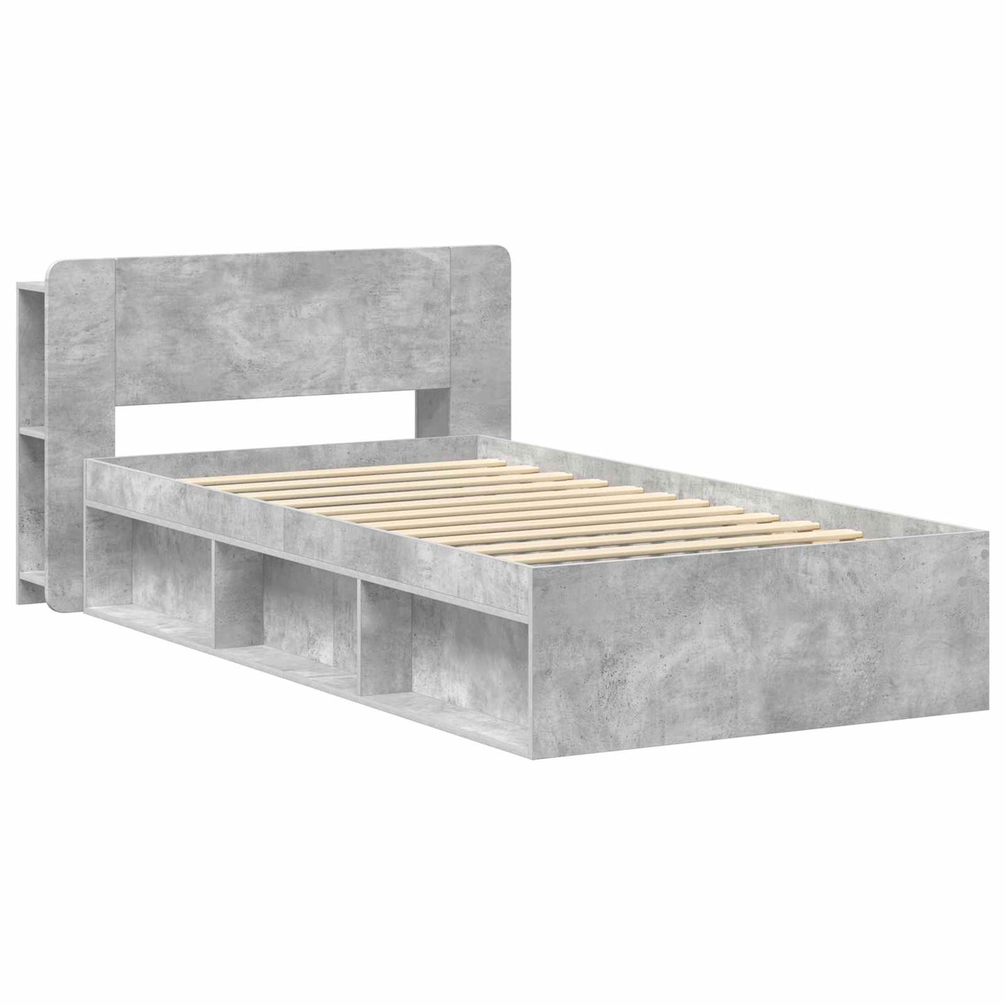 Sengestel med opbevaring Betongrå 75 x 190 cm Konstrueret træ