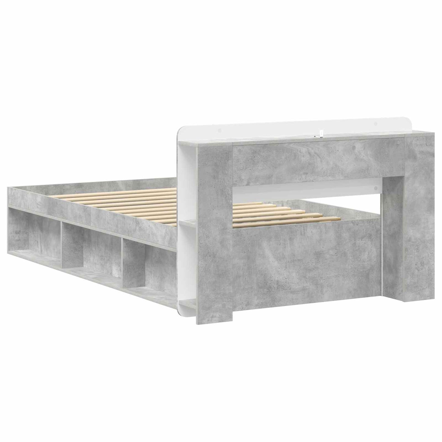 Sengestel med opbevaring Betongrå 75 x 190 cm Konstrueret træ