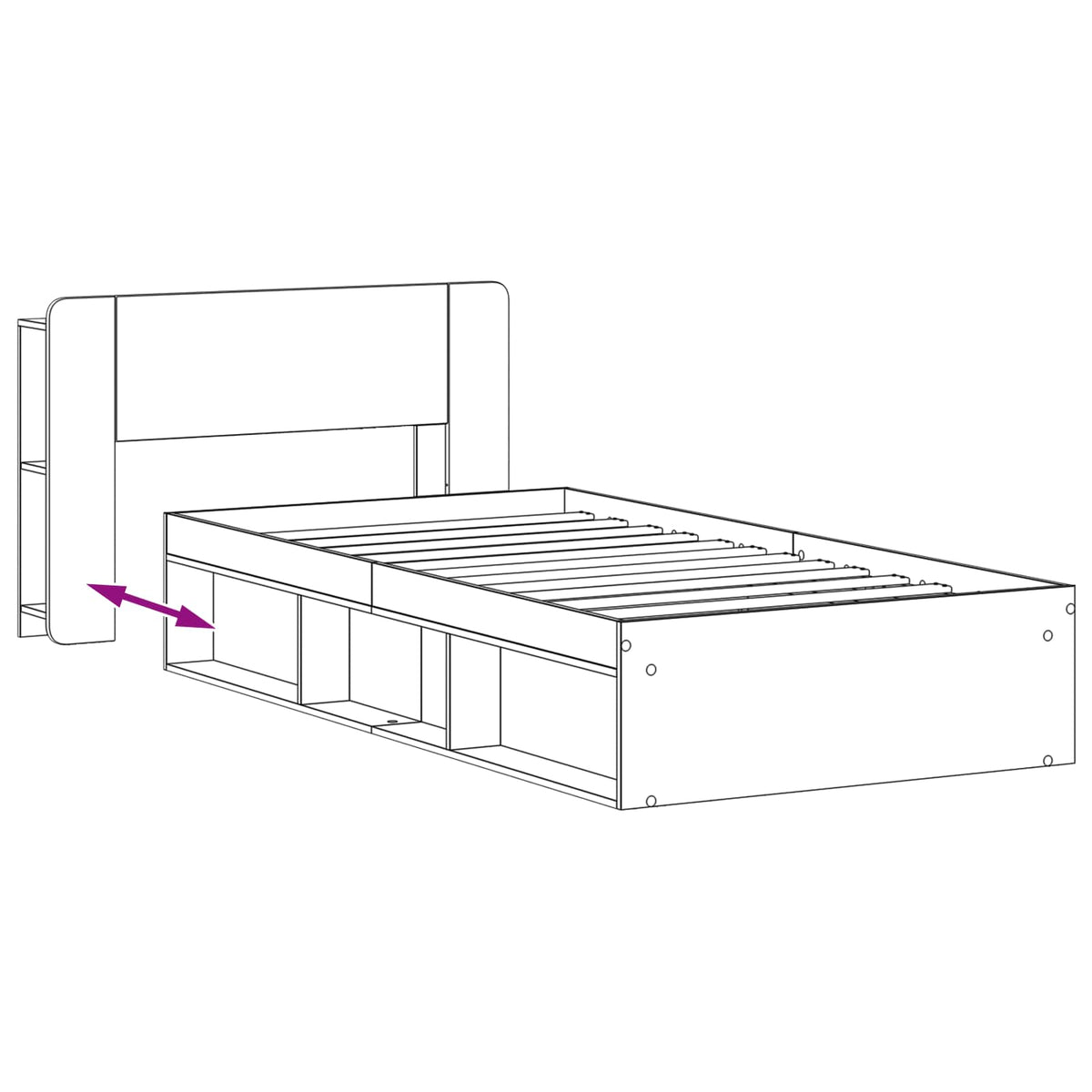 Sengestel med opbevaring Betongrå 75 x 190 cm Konstrueret træ