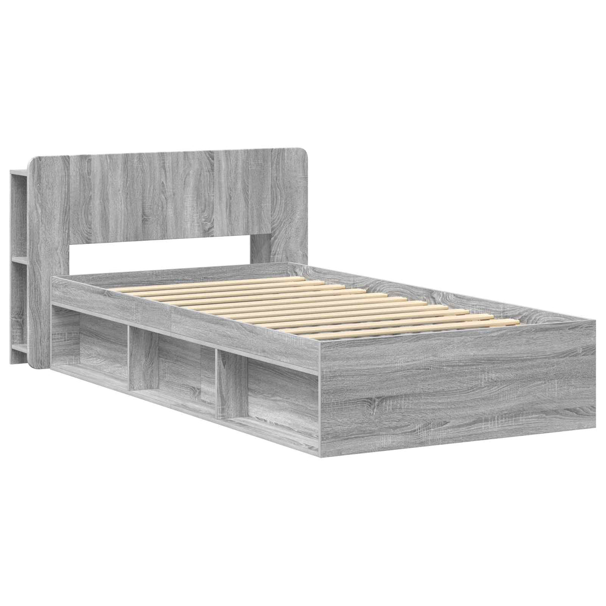 Sengestel med opbevaring Grå Sonoma 75 x 190 cm Konstrueret træ