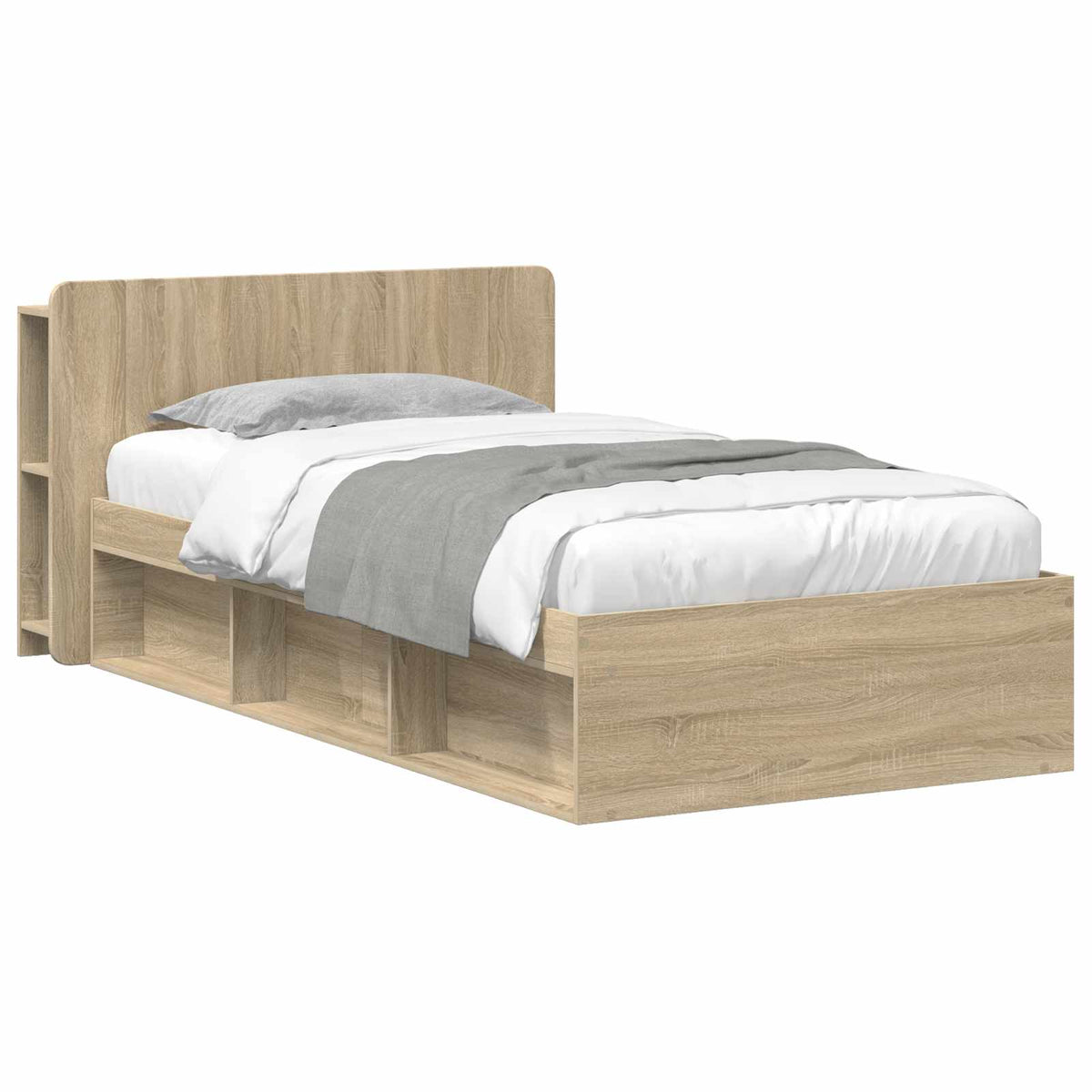 Sengestel med opbevaring Sonoma-eg 75 x 190 cm Konstrueret træ