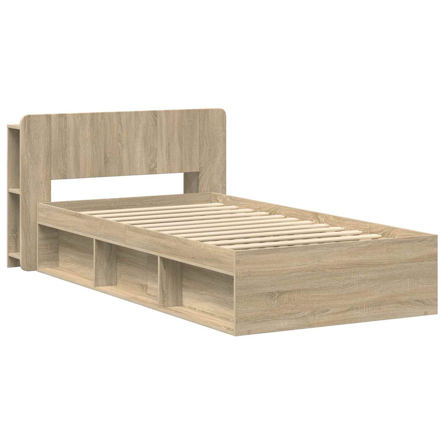 Sengestel med opbevaring Sonoma-eg 75 x 190 cm Konstrueret træ