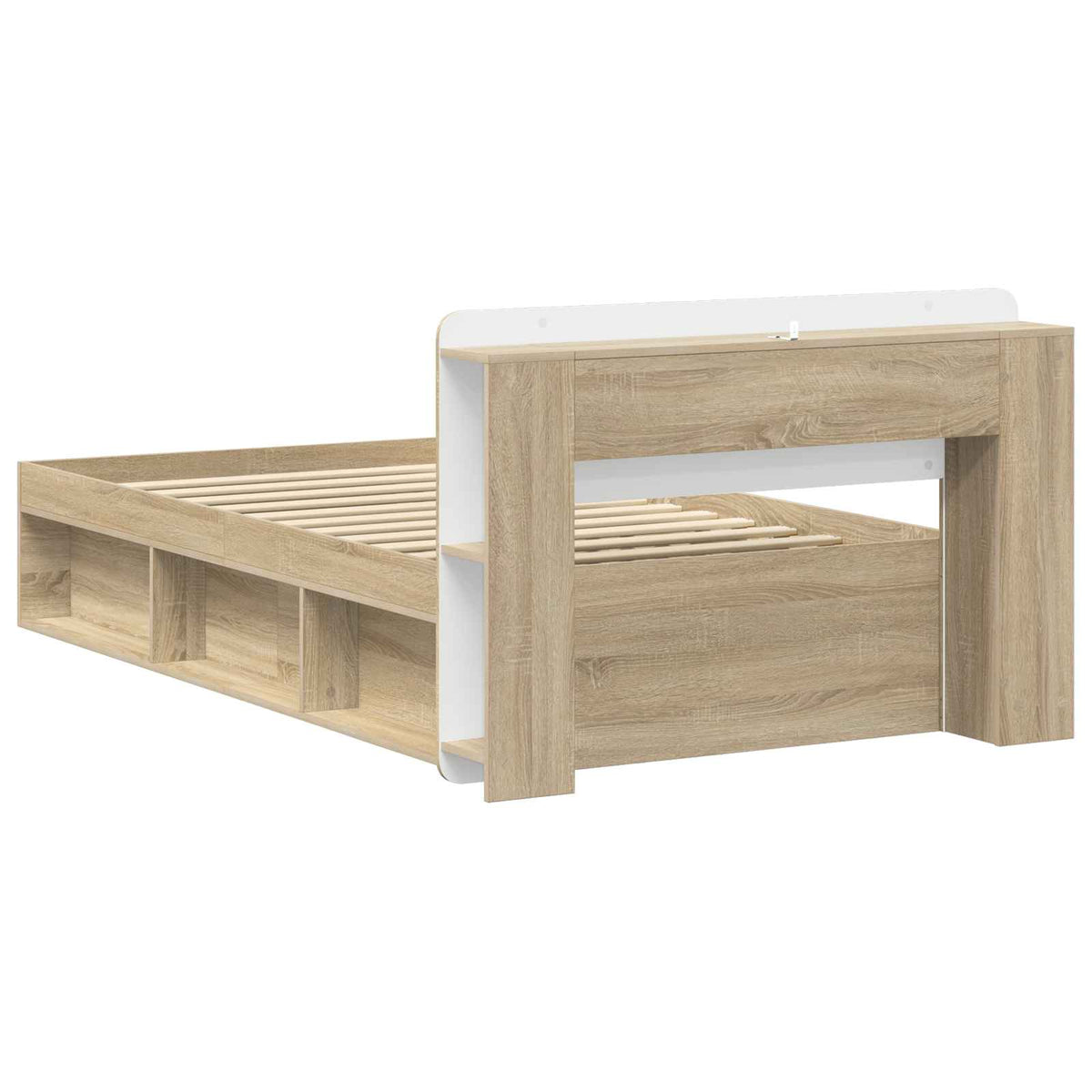 Sengestel med opbevaring Sonoma-eg 75 x 190 cm Konstrueret træ