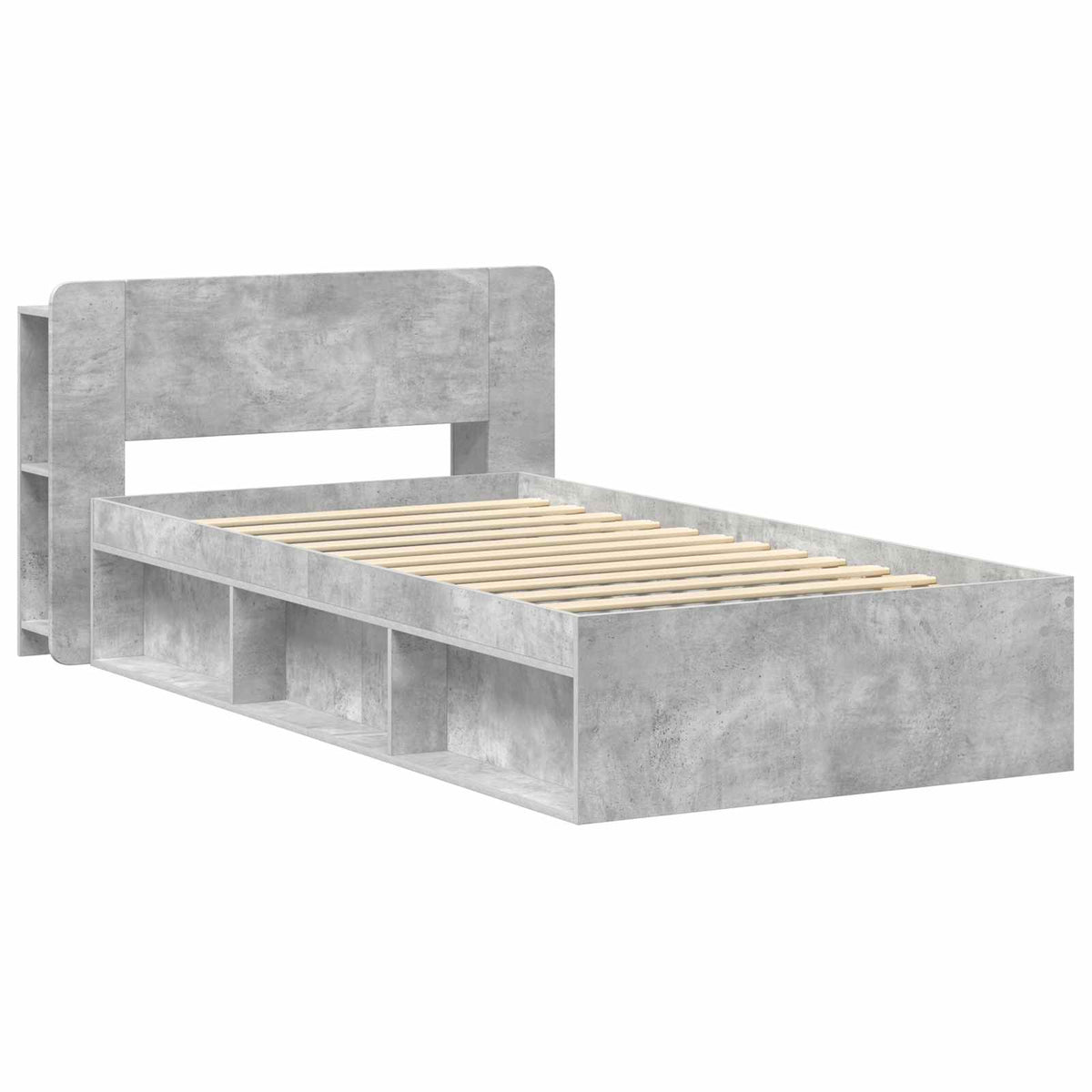 Sengestel med opbevaring Betongrå 80 x 200 cm Konstrueret træ