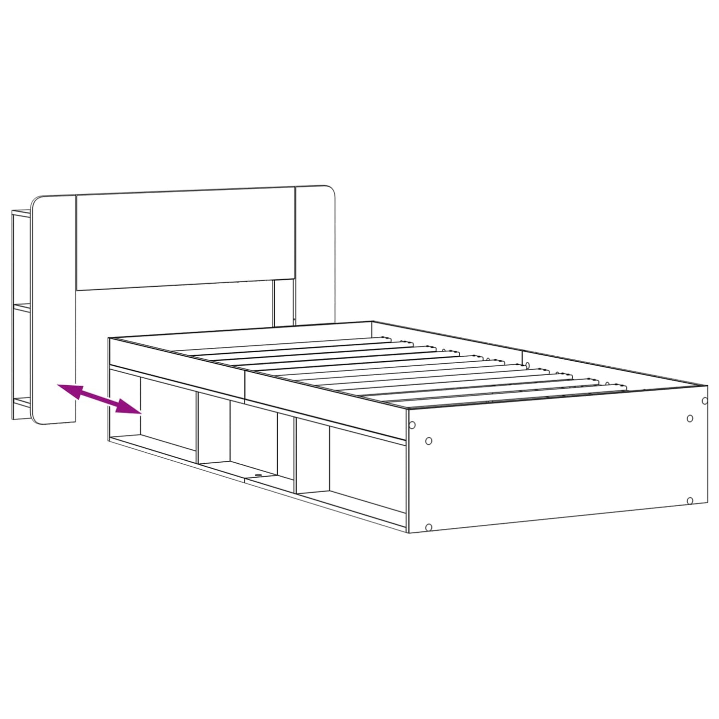 Sengestel med opbevaring Betongrå 80 x 200 cm Konstrueret træ