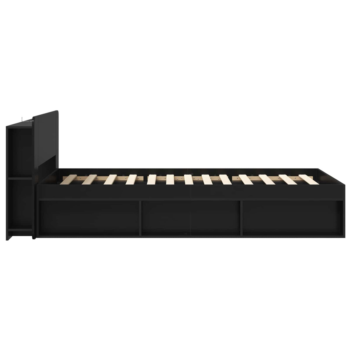 Sengestel med opbevaring Sort 90 x 190 cm Konstrueret træ