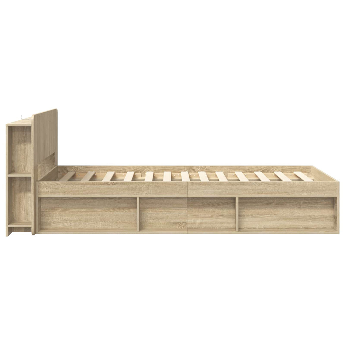 Sengestel med opbevaring Sonoma-eg 90 x 190 cm Konstrueret træ