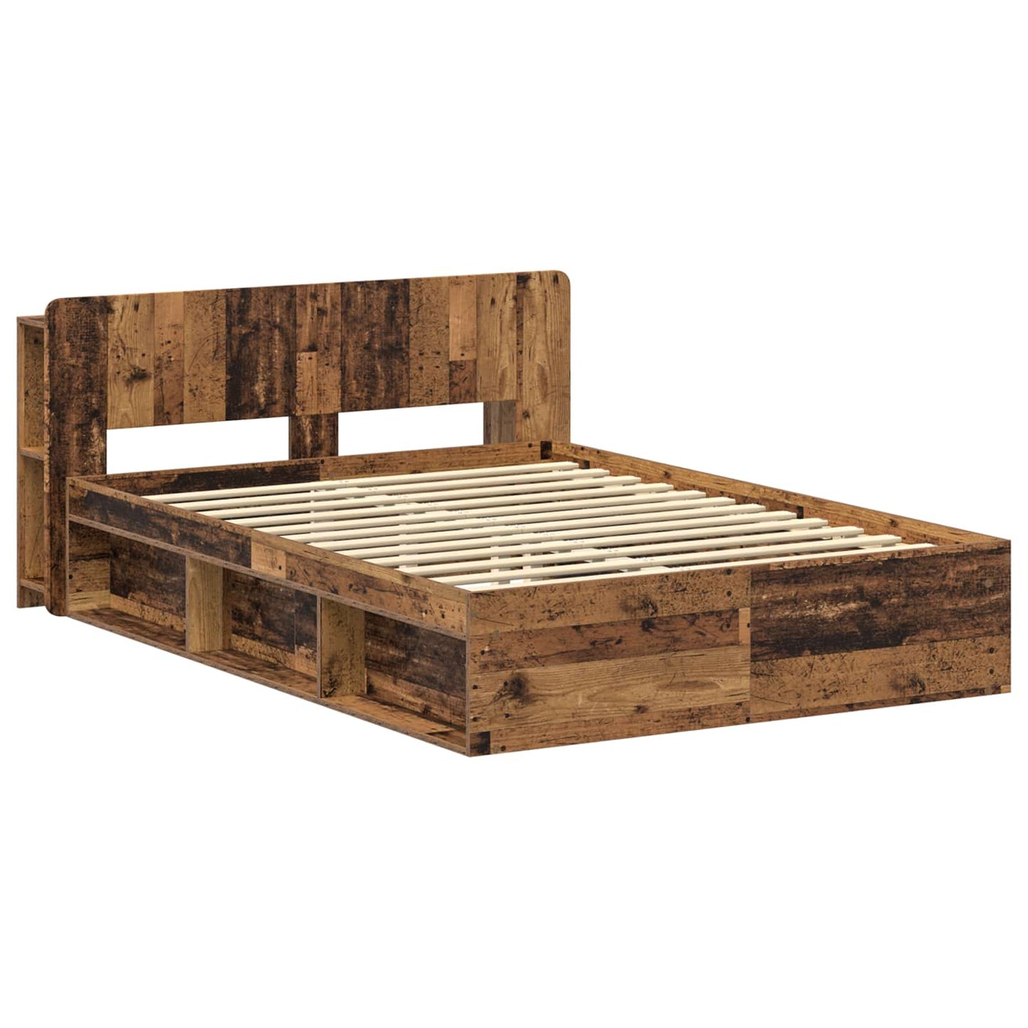 Sengestel med opbevaring Gammelt træ 135 x 190 cm