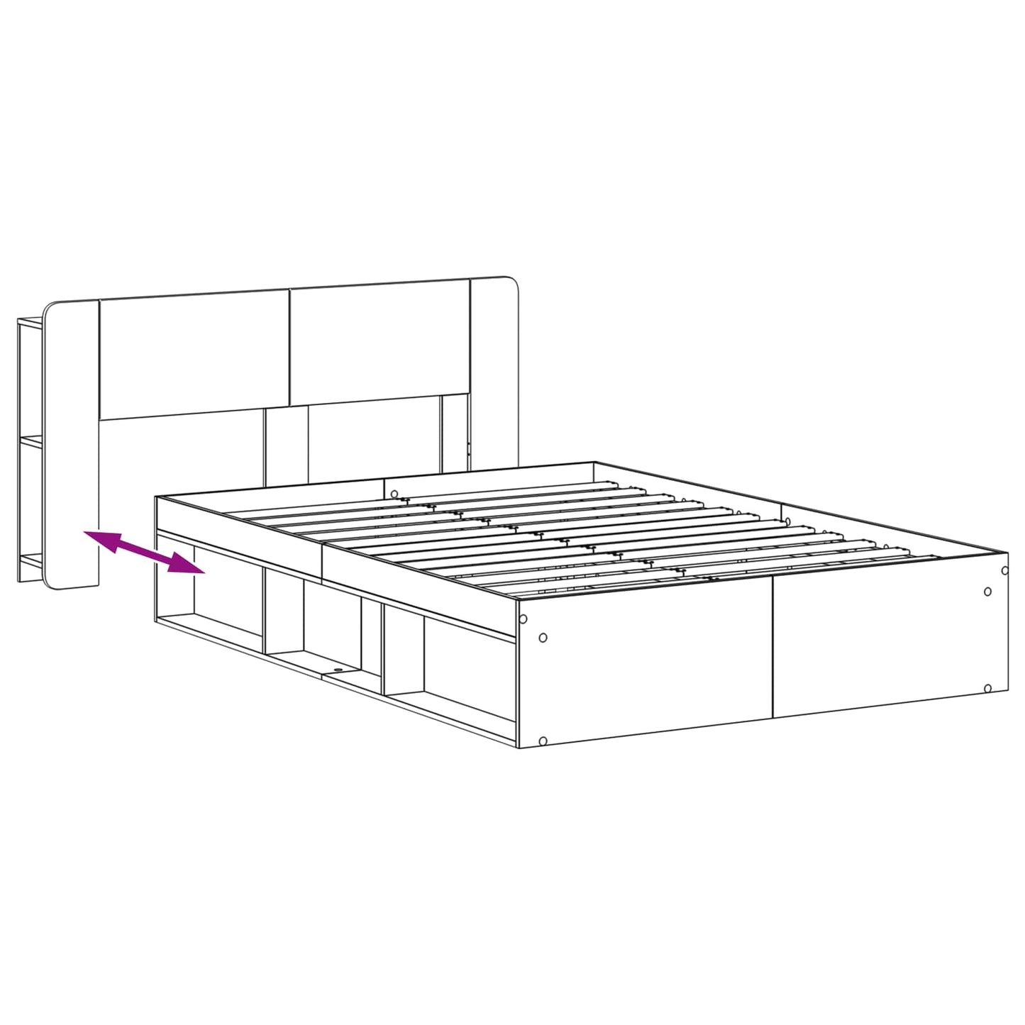 Sengestel med opbevaring med hovedgærde Artisan-eg 140 x 190 cm