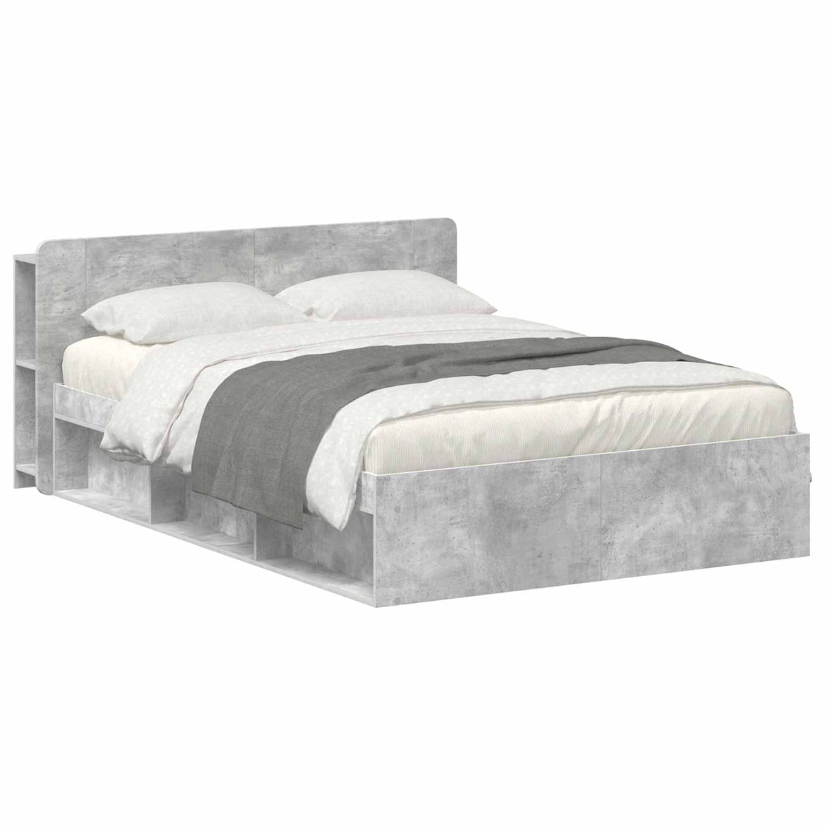 Sengestel med opbevaring Betongrå 140 x 190 cm Konstrueret træ