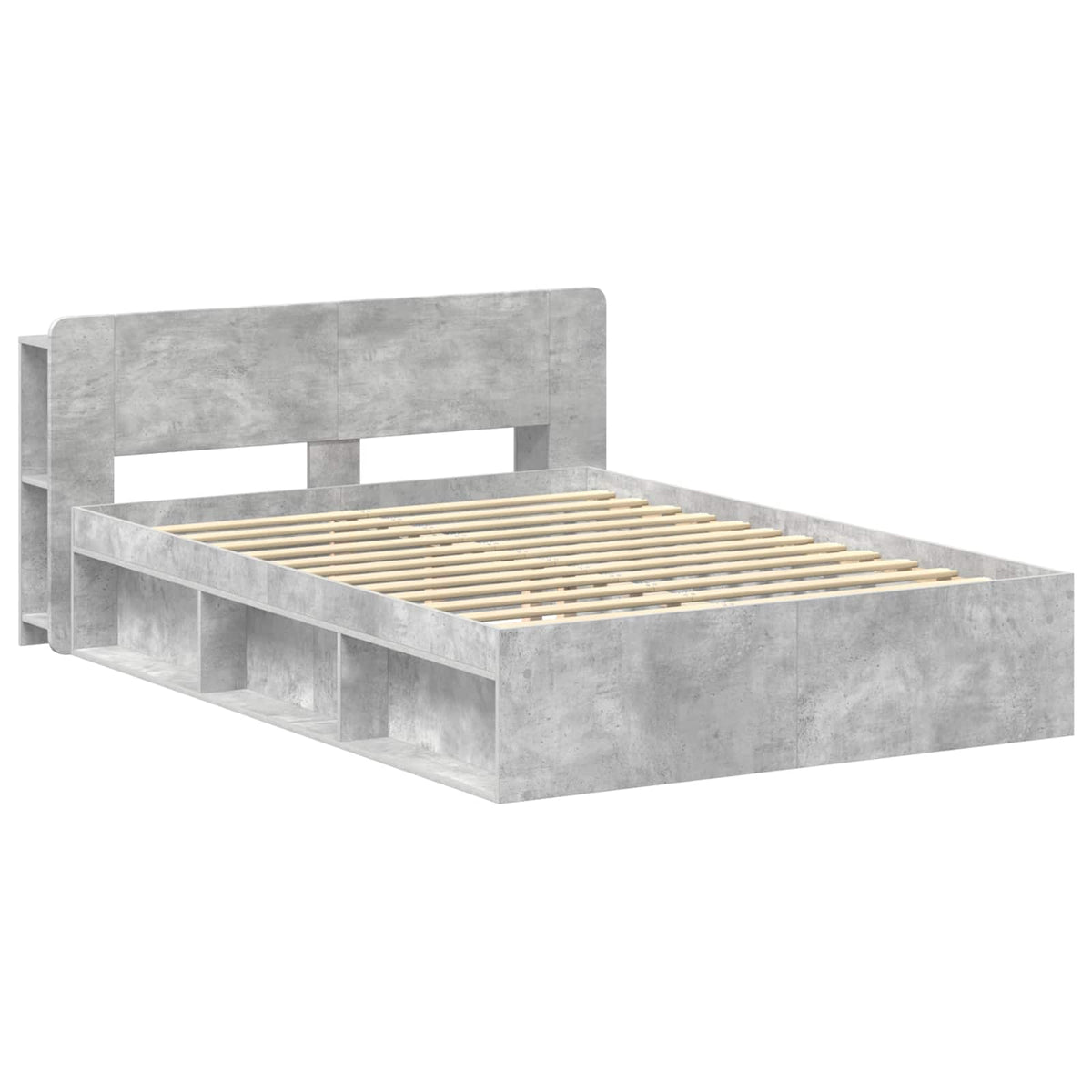 Sengestel med opbevaring Betongrå 140 x 190 cm Konstrueret træ