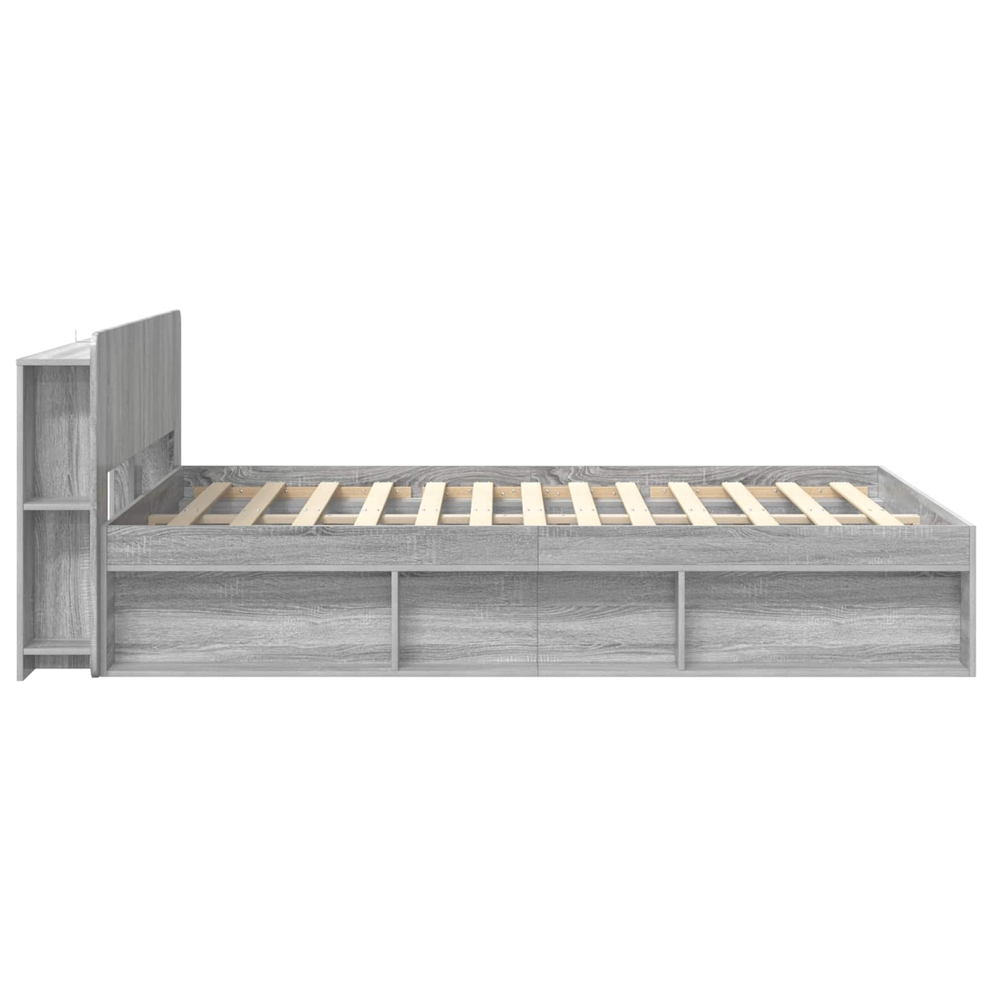 Sengestel med opbevaring med hovedgærde Grå Sonoma 140 x 190 cm