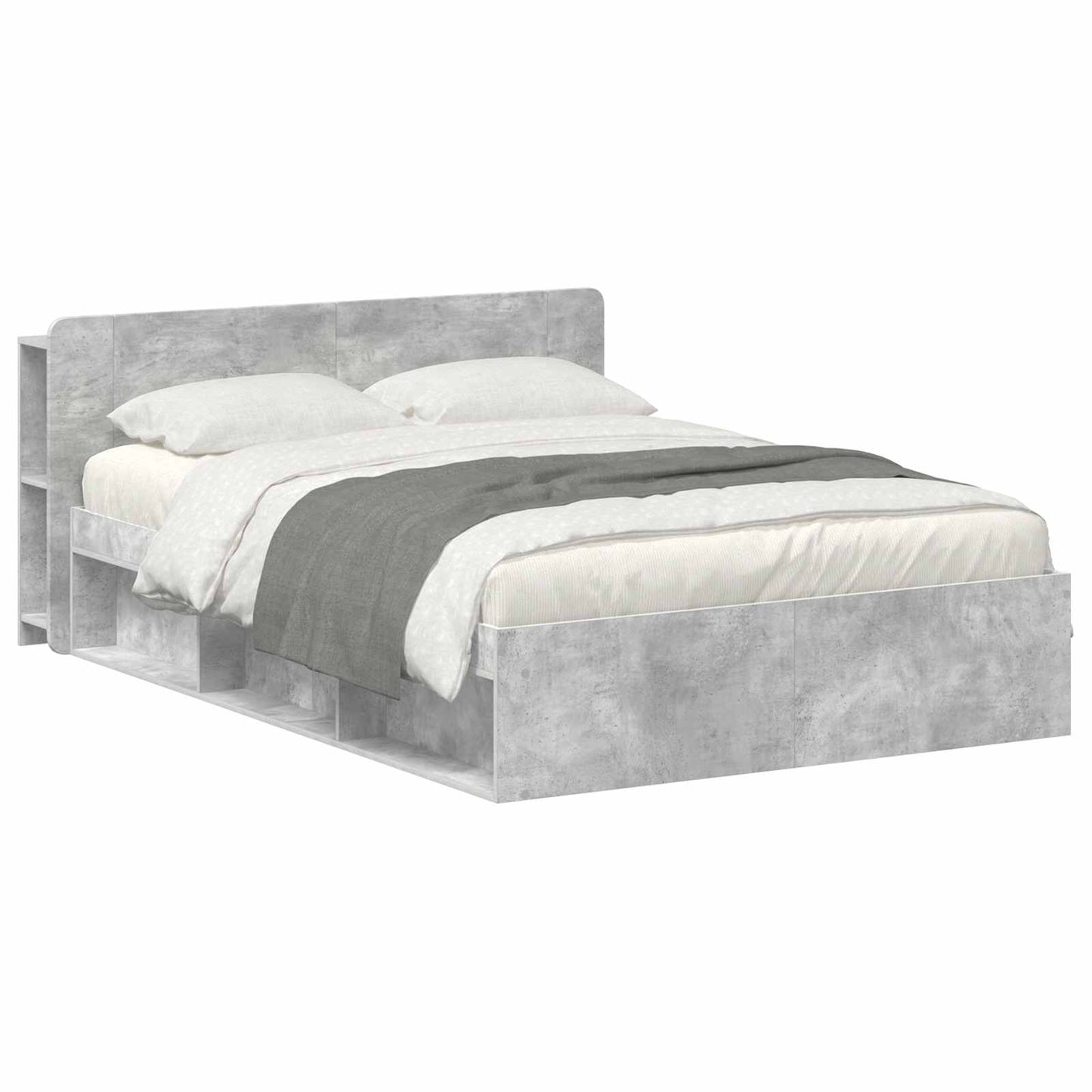 Sengestel med opbevaring Betongrå 140 x 200 cm Konstrueret træ
