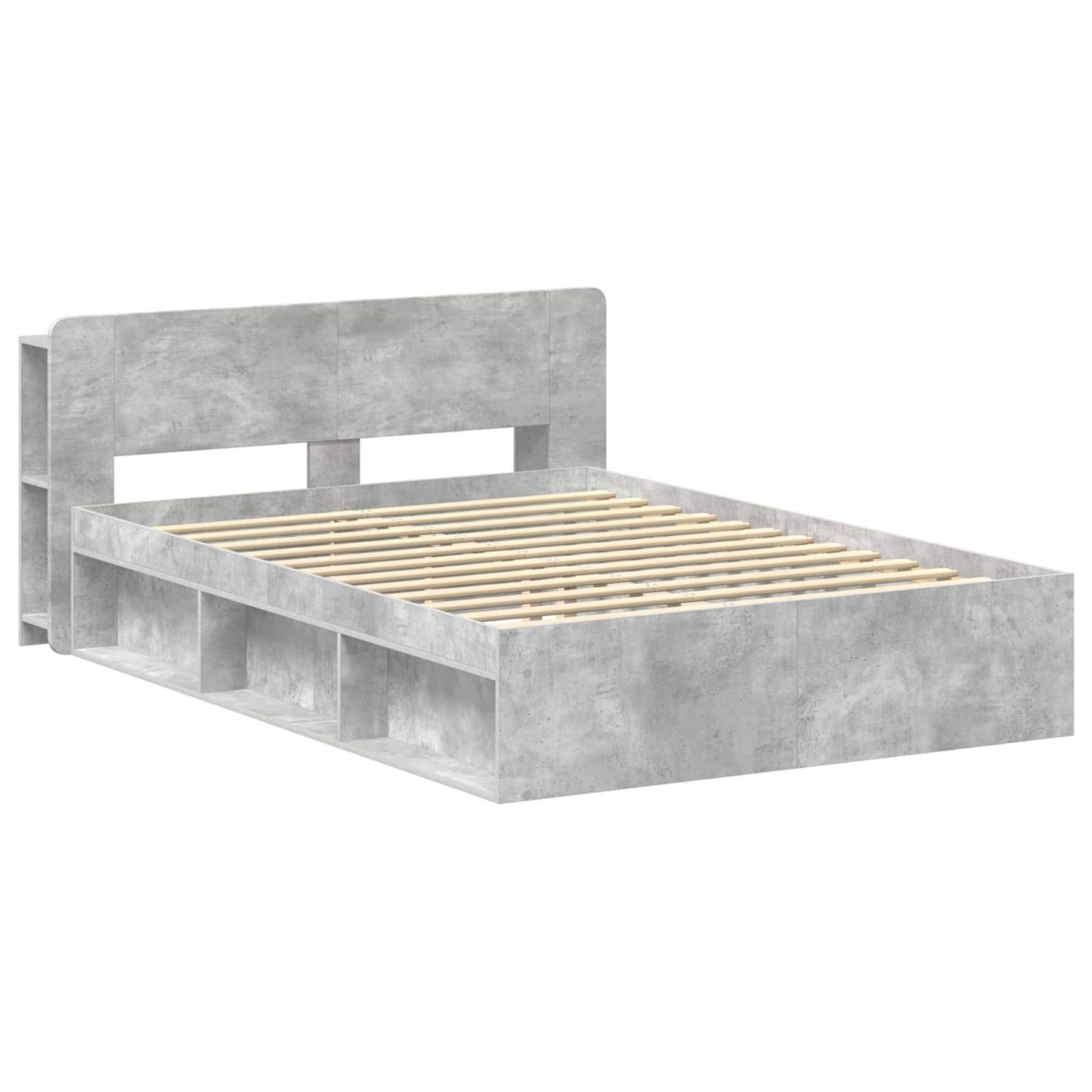 Sengestel med opbevaring Betongrå 140 x 200 cm Konstrueret træ