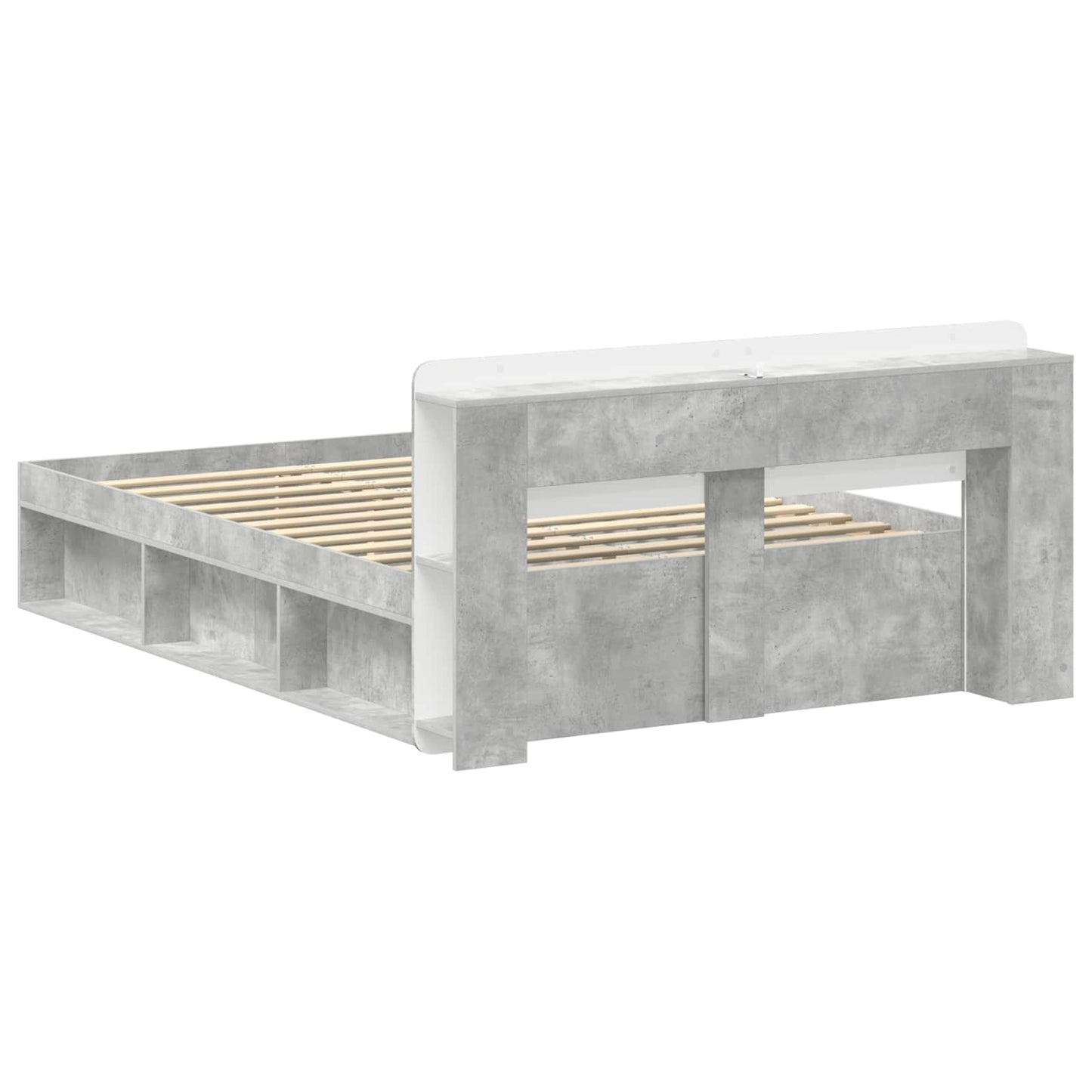 Sengestel med opbevaring Betongrå 140 x 200 cm Konstrueret træ