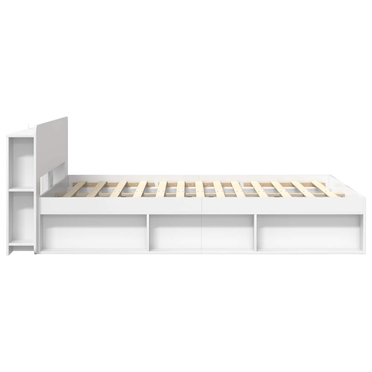 Sengestel med opbevaring Hvid 150 x 200 cm Konstrueret træ