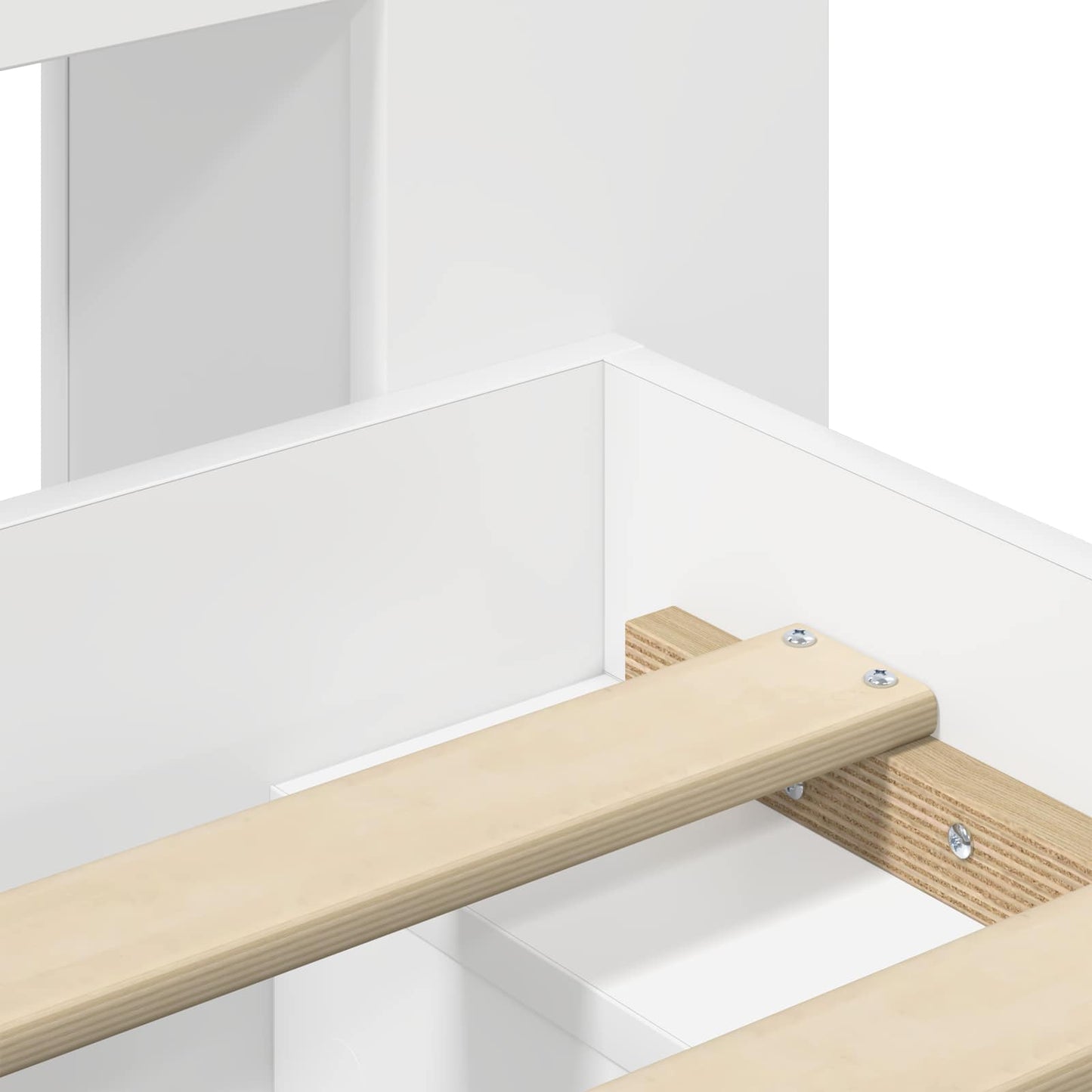 Sengestel med opbevaring Hvid 160 x 200 cm Konstrueret træ