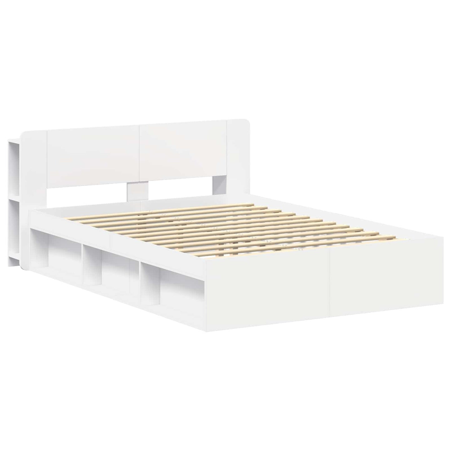 Sengestel med opbevaring Hvid 160 x 200 cm Konstrueret træ