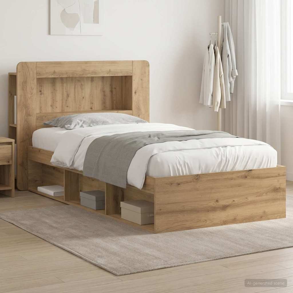 Sengestel med opbevaring Artisan-eg 75 x 190 cm Konstrueret træ