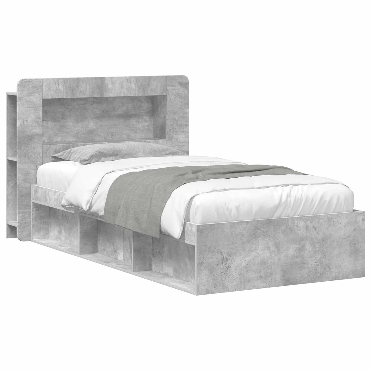 Sengestel med opbevaring Betongrå 75 x 190 cm Konstrueret træ