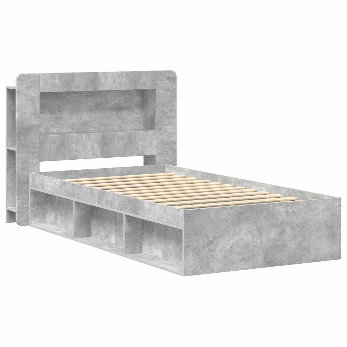 Sengestel med opbevaring Betongrå 75 x 190 cm Konstrueret træ