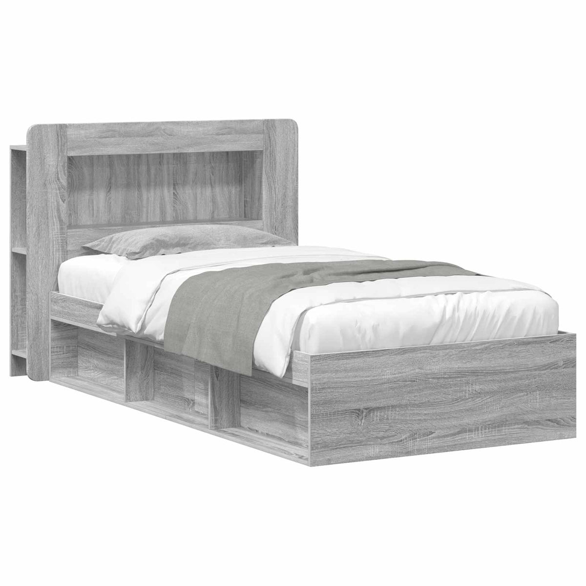 Sengestel med opbevaring Grå Sonoma 75 x 190 cm Konstrueret træ