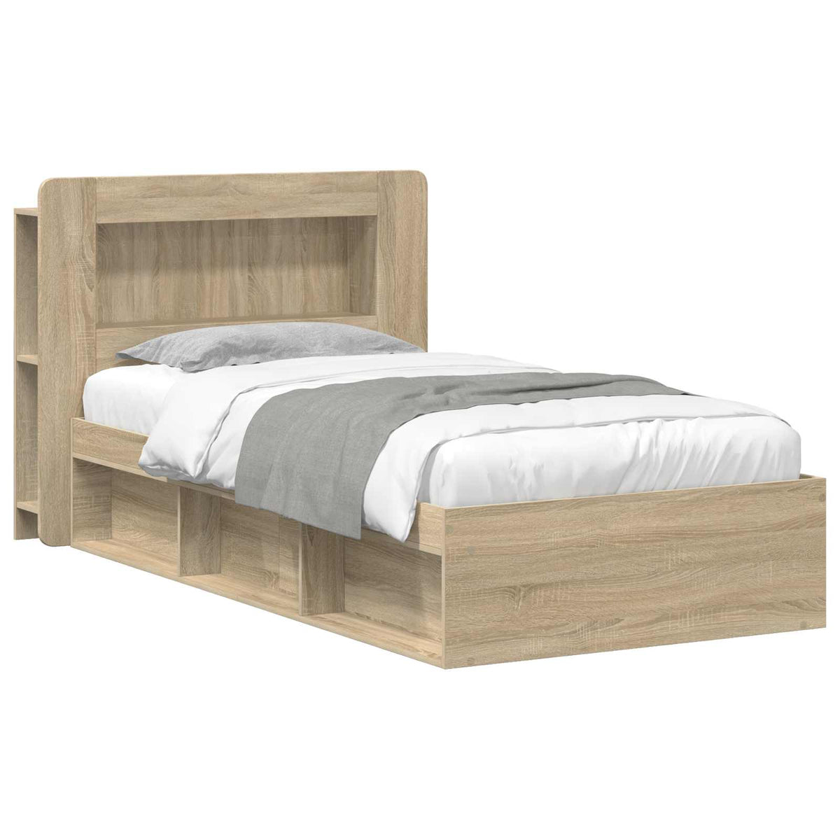Sengestel med opbevaring Sonoma-eg 75 x 190 cm Konstrueret træ