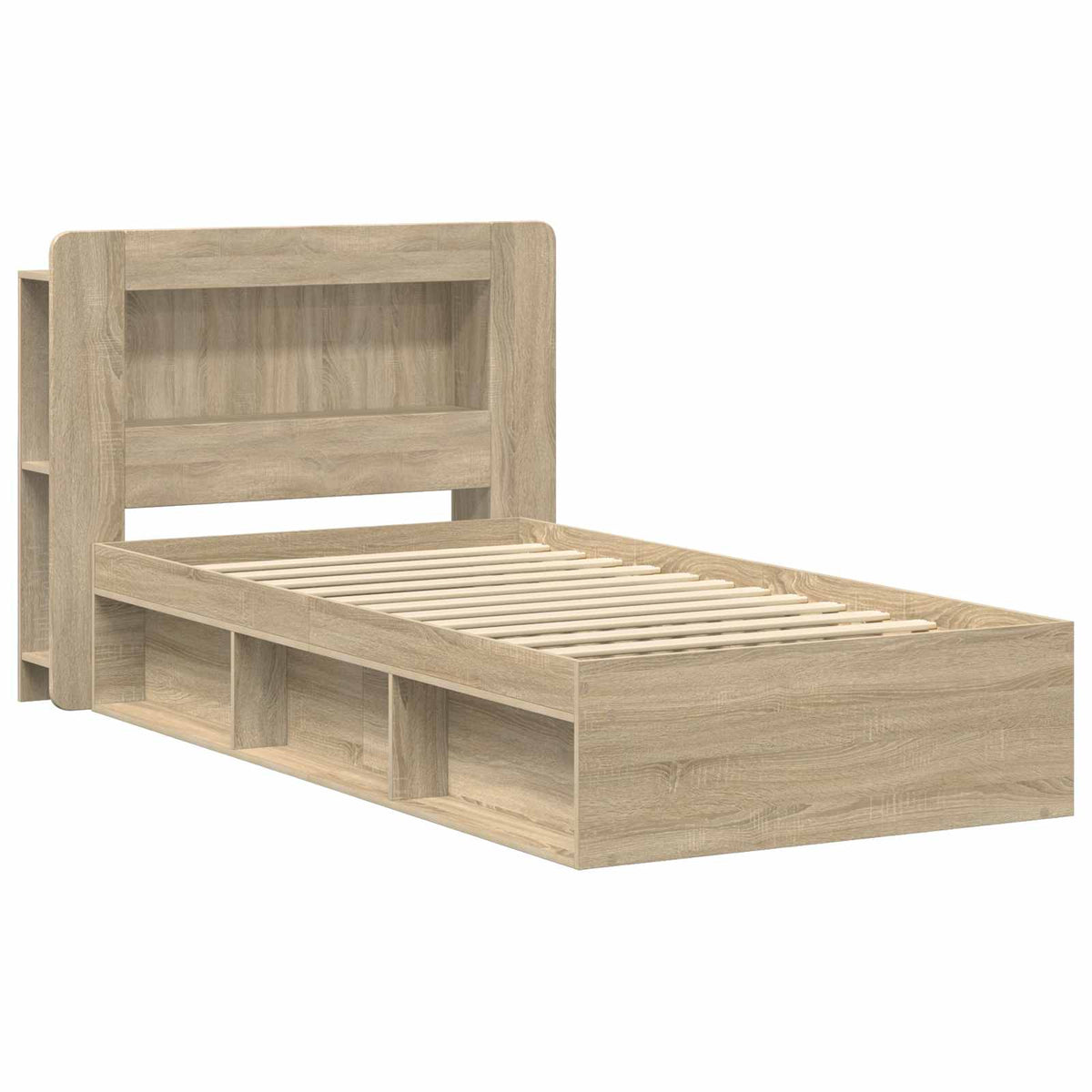 Sengestel med opbevaring Sonoma-eg 75 x 190 cm Konstrueret træ
