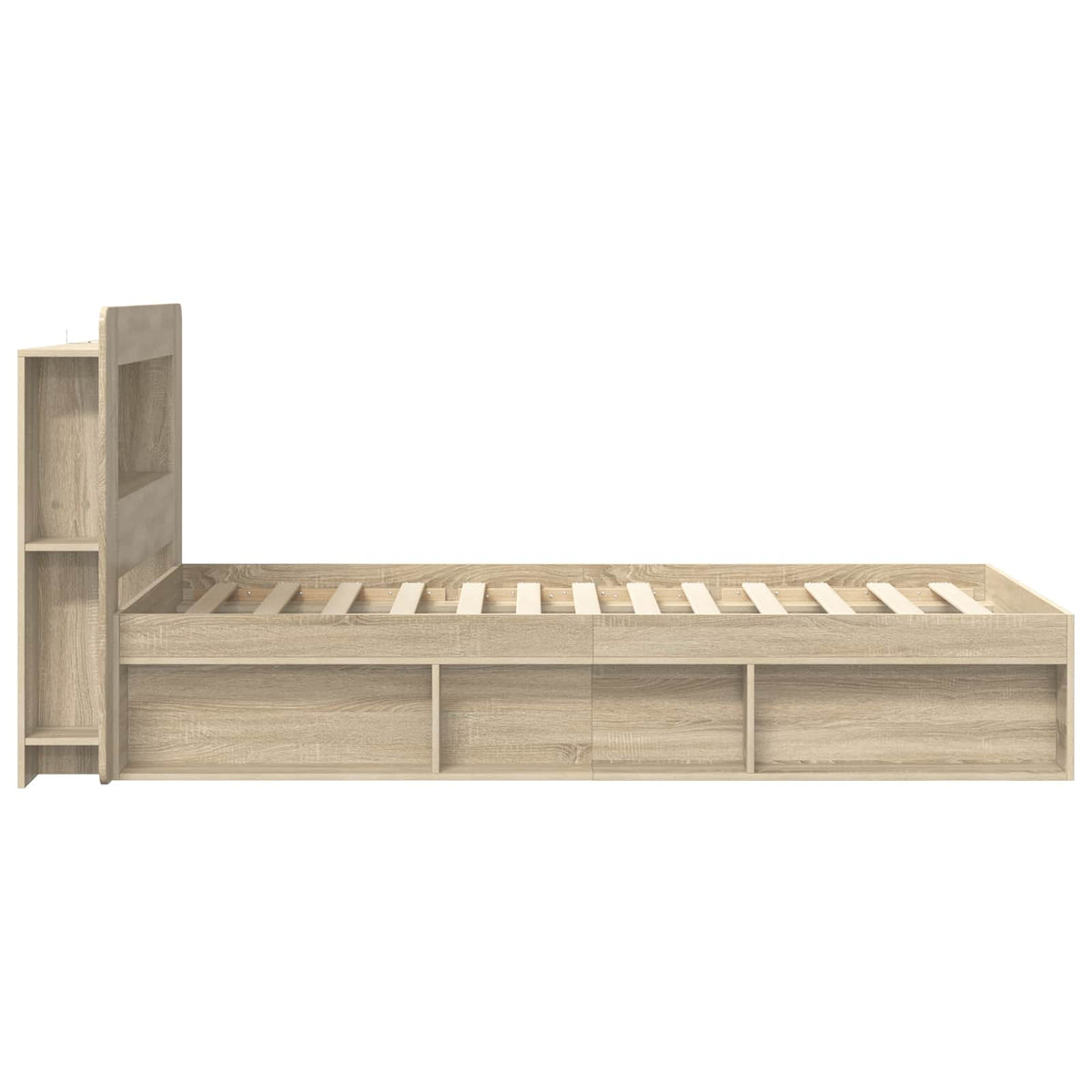 Sengestel med opbevaring Sonoma-eg 75 x 190 cm Konstrueret træ