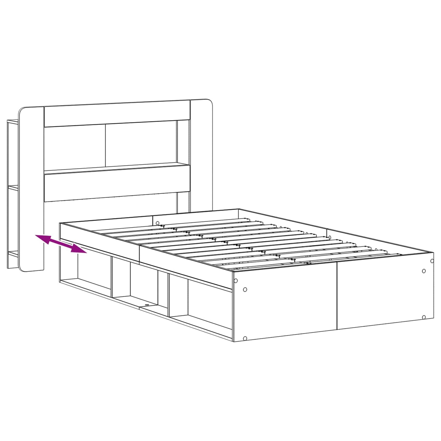 Sengestel med opbevaring med hovedgærde Artisan-eg 120 x 190 cm