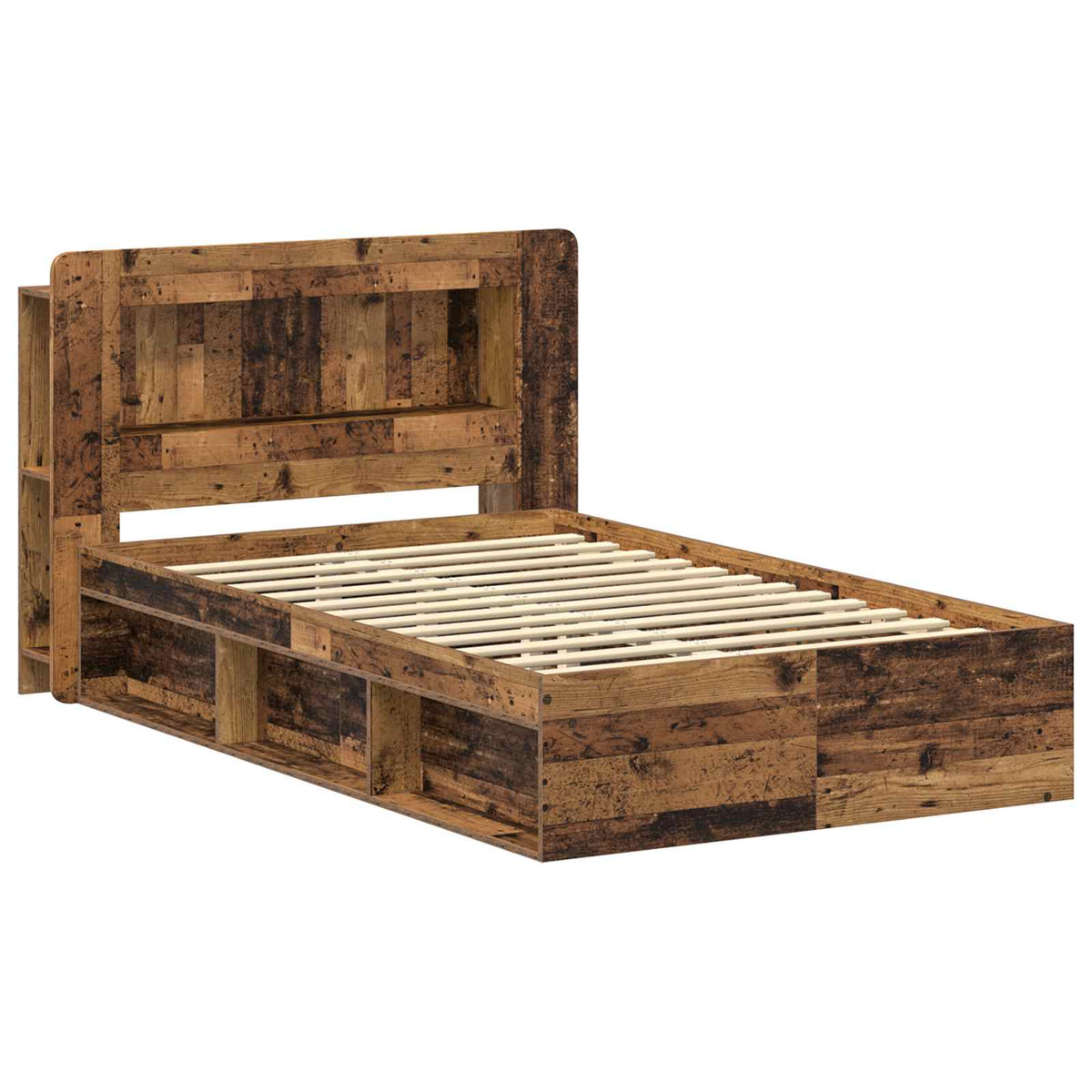 Sengestel med opbevaring Gammelt træ 120 x 190 cm