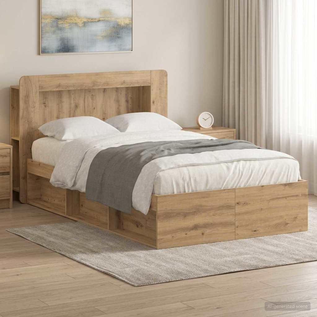Sengestel med opbevaring med hovedgærde Artisan-eg 120 x 200 cm