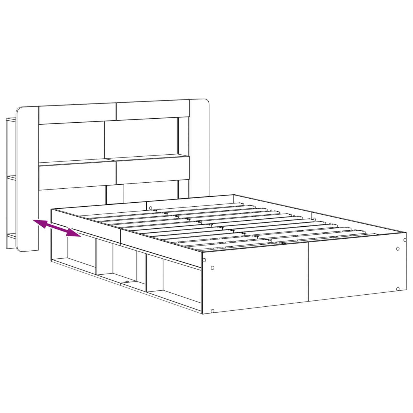 Sengestel med opbevaring med hovedgærde Artisan-eg 135 x 190 cm