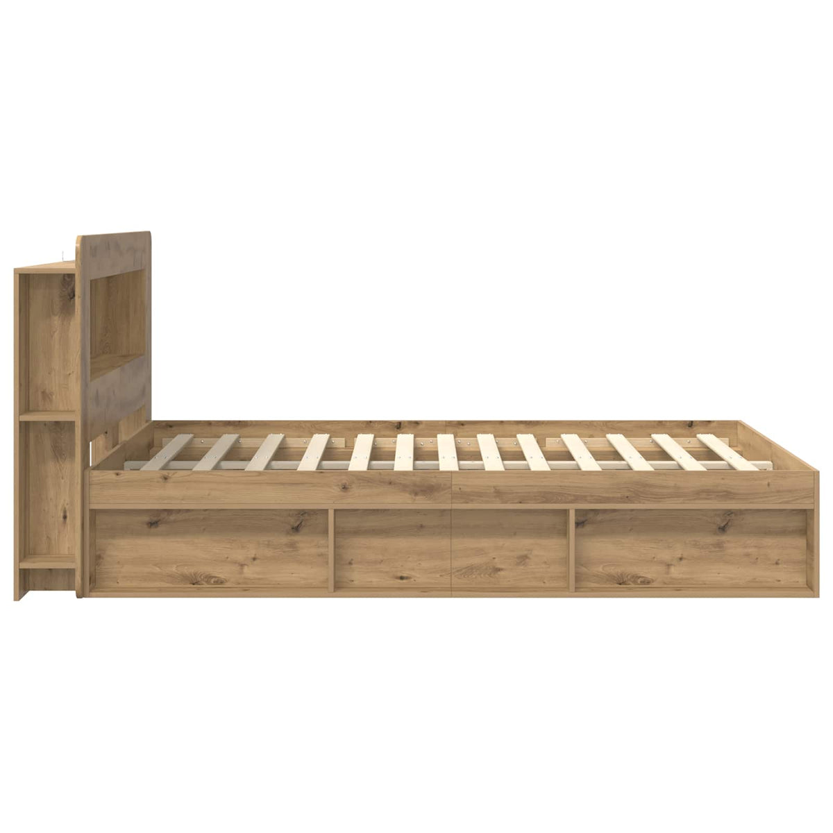 Sengestel med opbevaring med hovedgærde Artisan-eg 135 x 190 cm