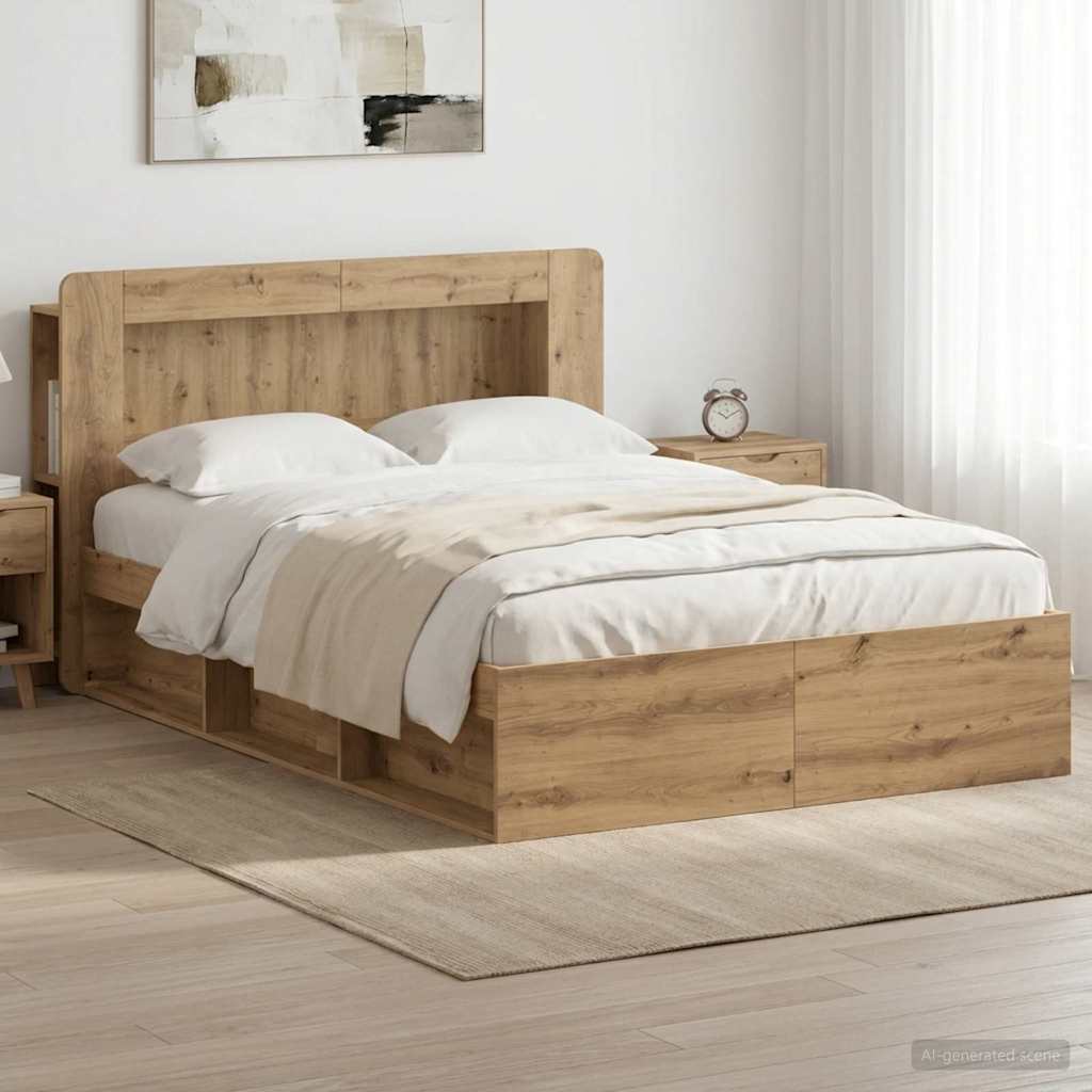 Sengestel med opbevaring med hovedgærde Artisan-eg 140 x 190 cm